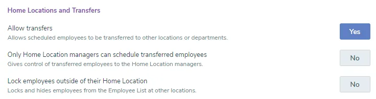 Configure your settings to enable Transfers