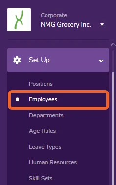 From the Corporate level, navigate to the Employees page