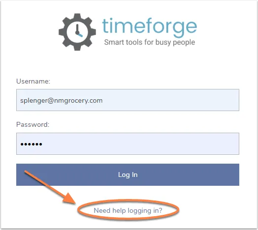 From the login page, click the “Need help logging in?” link