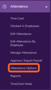 Go to the “Attendance Options” page. 