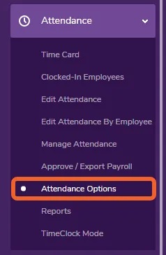 Go to the Attendance Options page