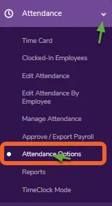 Go to the “Attendance Options” page.