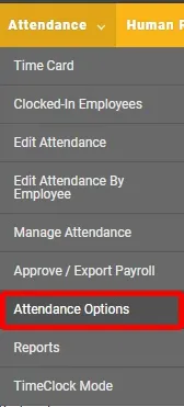 Go to the “Attendance Options” page. 