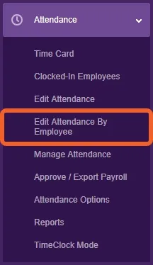 Go to the “Edit Attendance by Employee” page.