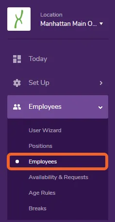 Go to the Employees page under the Employees tab