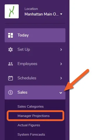 Go to the Manager Projections page under the Sales tab