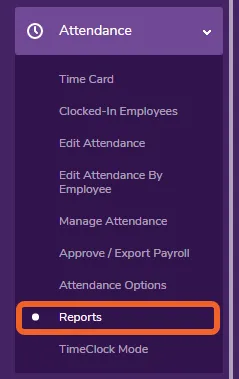 Go to the Reports page under the Attendance tab