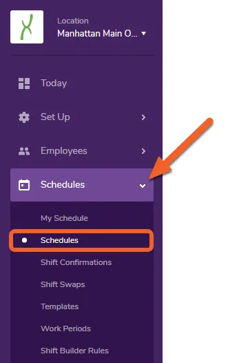 Go to the Schedules page under the Schedules tab