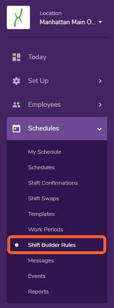 Go to the “ShiftBuilder Rules” page