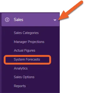 Go to the System Forecasts page under the Sales tab