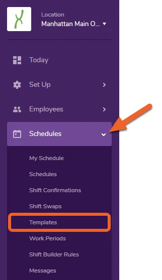 Go to the Templates page under the Schedules tab