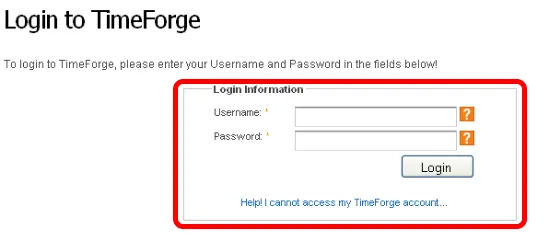 Go to TimeForge.com and then place your finger on the fingerprint scanner