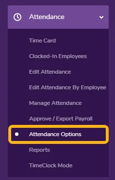Navigate to Attendance > Attendance Options