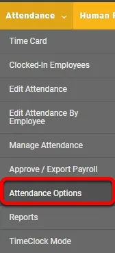 Navigate to the “Attendance Options” page.