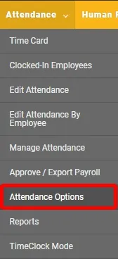 Navigate to the “Attendance Options” page.
