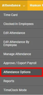 Navigate to the Attendance Options