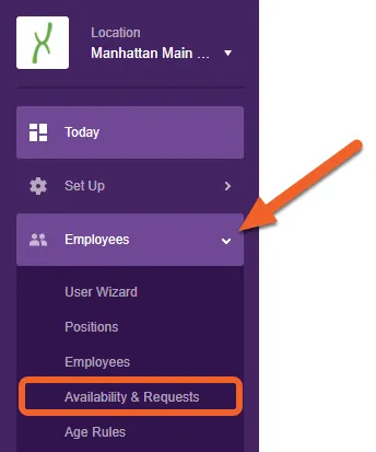 Navigate to the Availability and Requests page