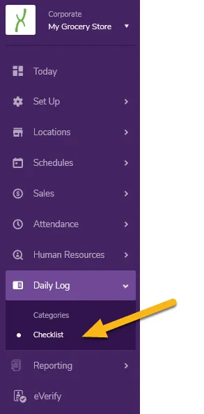 Navigate to the Checklist page