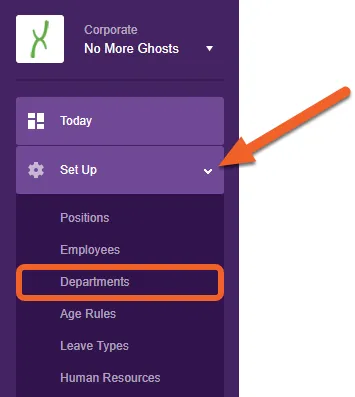 Navigate to the Departments page
