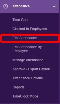 Navigate to the “Edit Attendance” page.