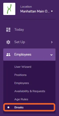 Navigate to the Employee Breaks page