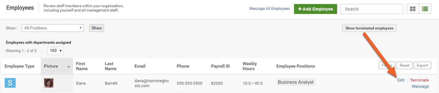 Navigate to the employee’s profile at the Location level