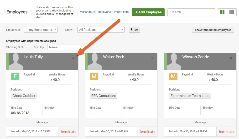 Navigate to the employee’s profile