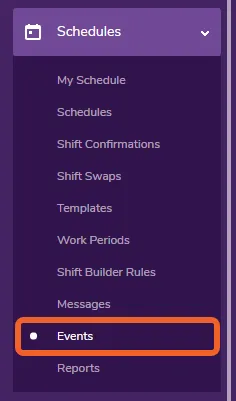 Navigate to the Events page