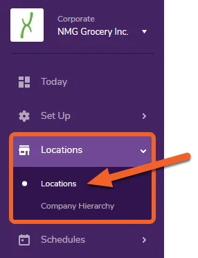 Navigate to the Locations page under the Locations tab