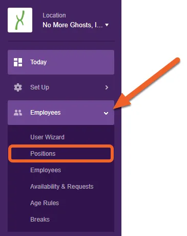 Navigate to the Positions page for your location