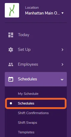 Navigate to the Schedules page under the Schedules tab