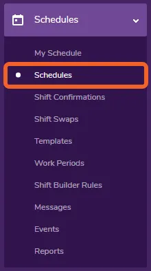 Navigate to the Schedules page