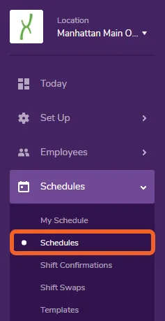 Navigate to the Schedules page