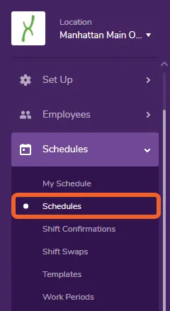 Navigate to the Schedules Page