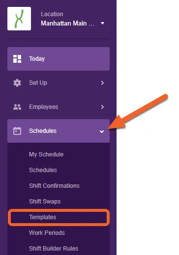 Navigate to the Templates page