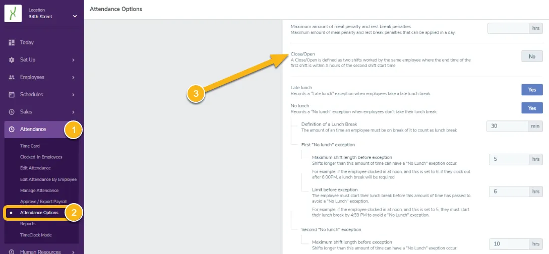 Navigate to your Attendance Options under the Attendance tab
