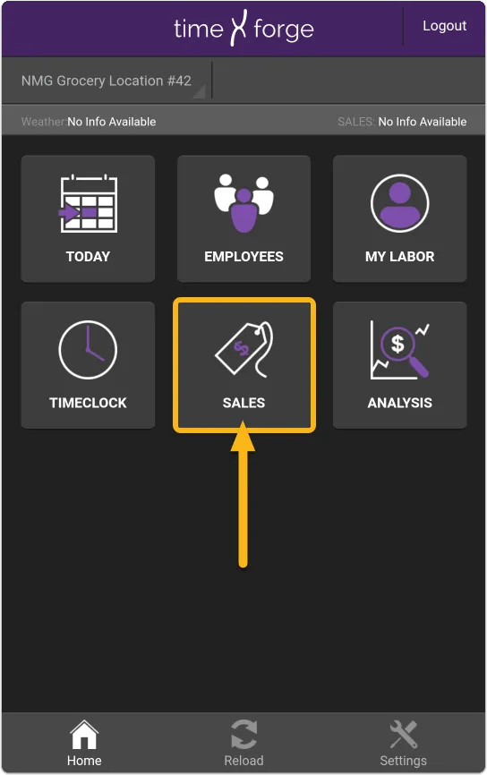 Open the Sales page in the app