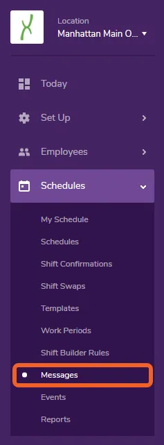 Open the Schedules tab and select Messages
