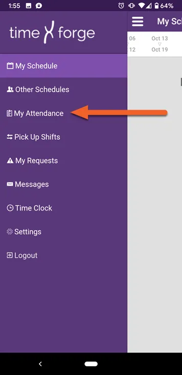 Select My Attendance from the side menu