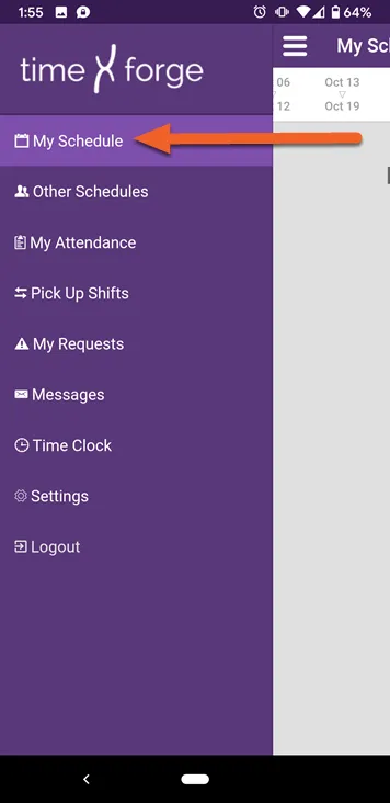 Select My Schedule from the menu