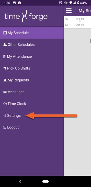 Select Settings from the side menu