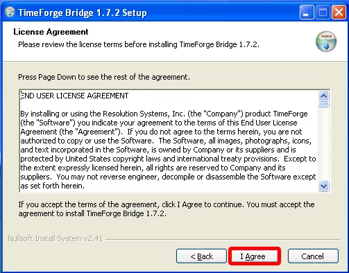Accept the License Agreement. 