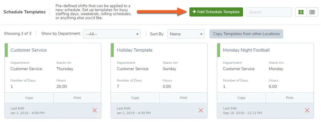 Add a New Schedule Template.