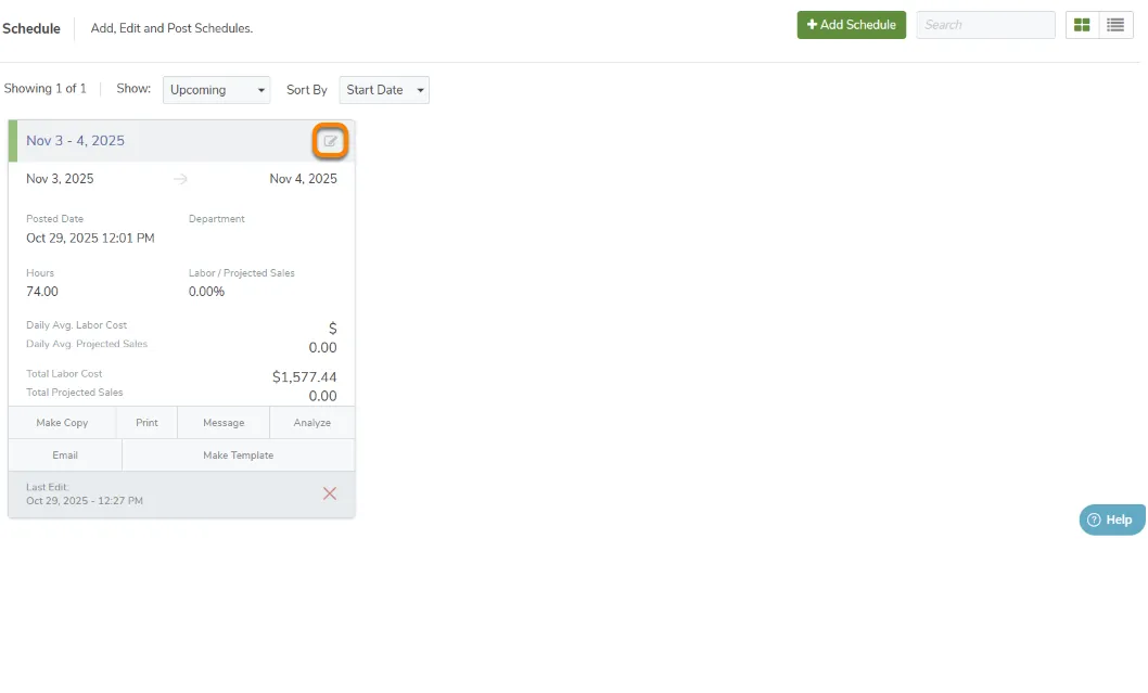 Browse upcoming employee schedules