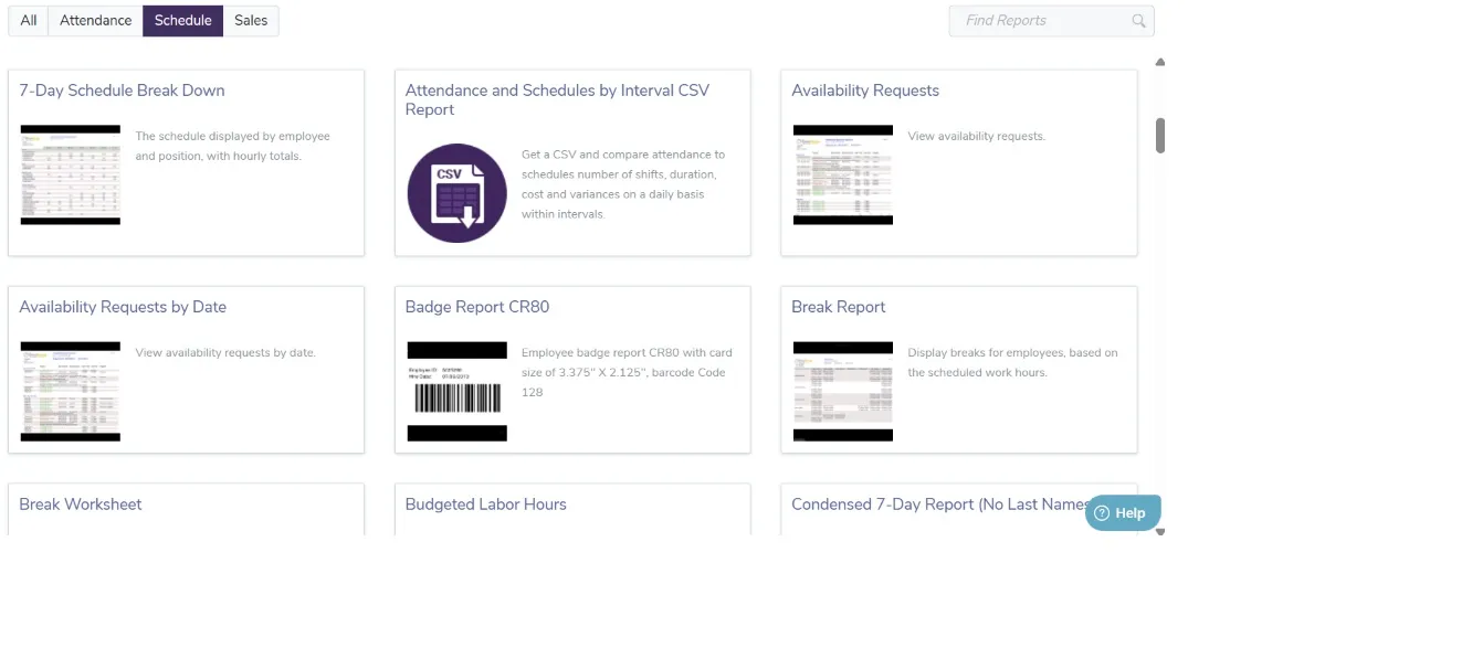 Choose the schedule report that best fits your needs.