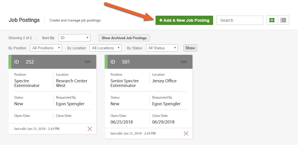 Click on Add a New Job Posting
