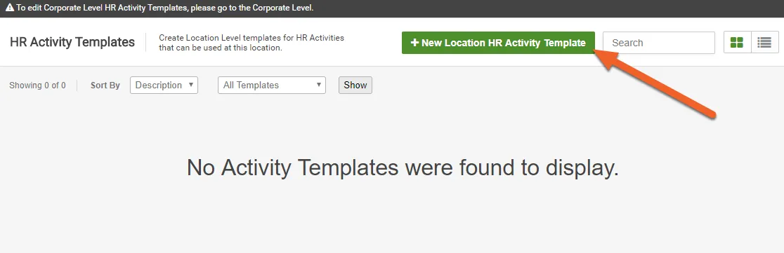 Click on New HR Activity Template