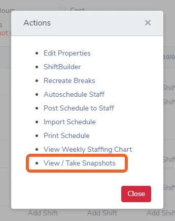 Click on View / Take Snapshots