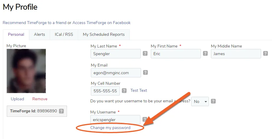 Click the “Change my password” link