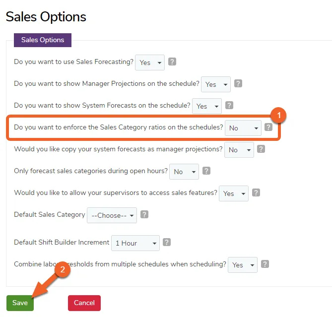 Configure the Sales Options
